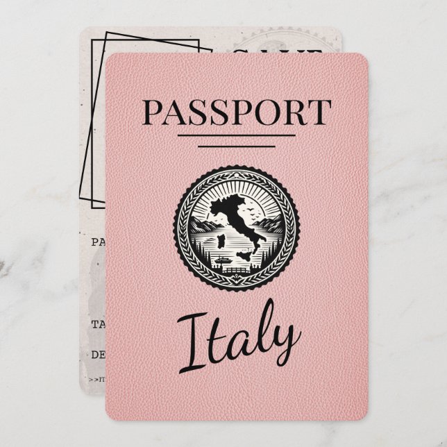 Rosa Italien Passport Spara Datumet (Fram/baksida)