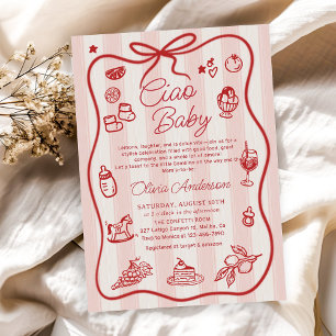 Rosa Italienska Lemon Ciao Baby Shower-inbjudan Inbjudningar