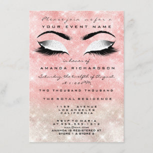 Rosa Ivory Makeup White Glitter 16:e Möhippan Inbjudningar