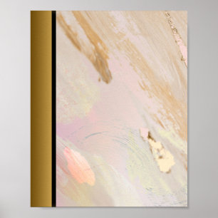 Rosa Ivory Marble Stone/Black Guld Gräns Art Poster