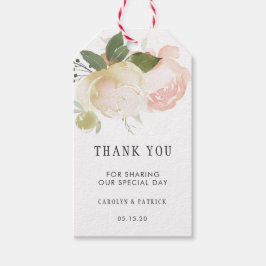 Rosa Ivory Peony Bröllop Tack Presentetikett