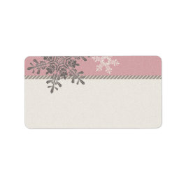 Rosa Ivory Snowflake Bröllop Blank Adressetiketter