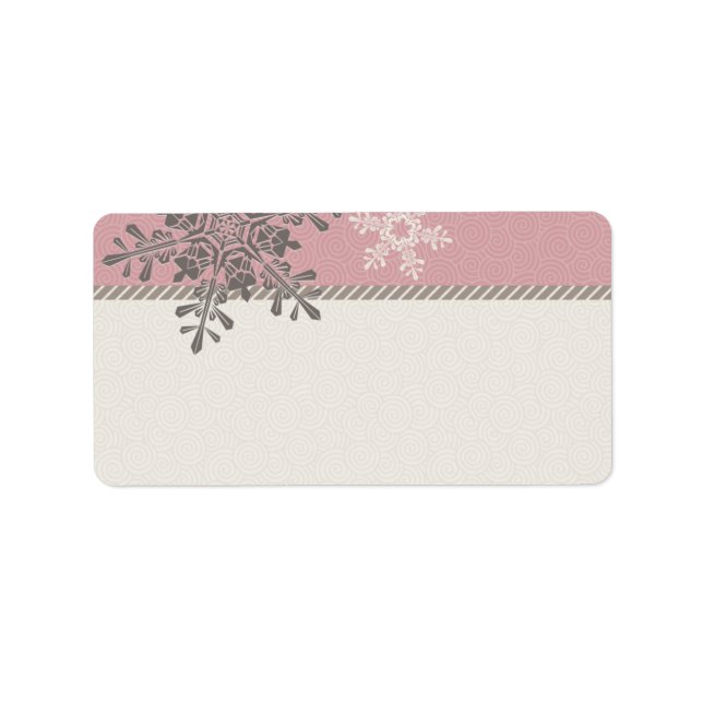 Rosa Ivory Snowflake Bröllop Blank Adressetiketter (Framsidan)