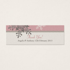 Rosa Ivory Snowflake Winter Wedding Favor Taggar Litet Visitkort