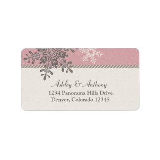 Rosa Ivory Snowflake Winter Wedements Adressetiket Adressetikett