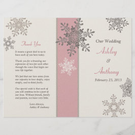 Rosa Ivory Taupe Snöflingor Winter Wedening Progra
