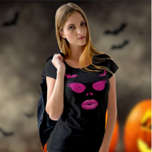 Rosa Jack-o'-Lantern med Eyelash Halloween T Shirt