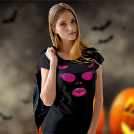 Rosa Jack-o'-Lantern med Eyelash Halloween T Shirt