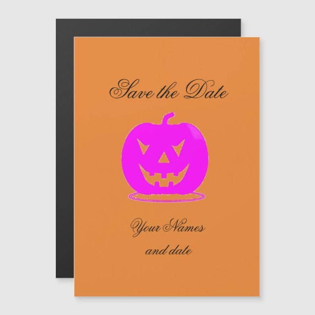 Rosa Jack o'lantern Halloween Thunder_Cove Magnetisk Inbjudningskort (Fram/baksida)