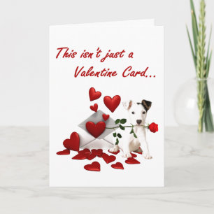 Rosa jackRussell Terrier och hjärtavalentin Helgkort