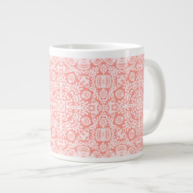 Rosa Jacquard Design Jumbo Mugg (Framsida höger)