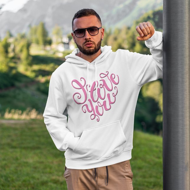 Rosa Jag älskar dig Hoodie (Skapare uppladdad)