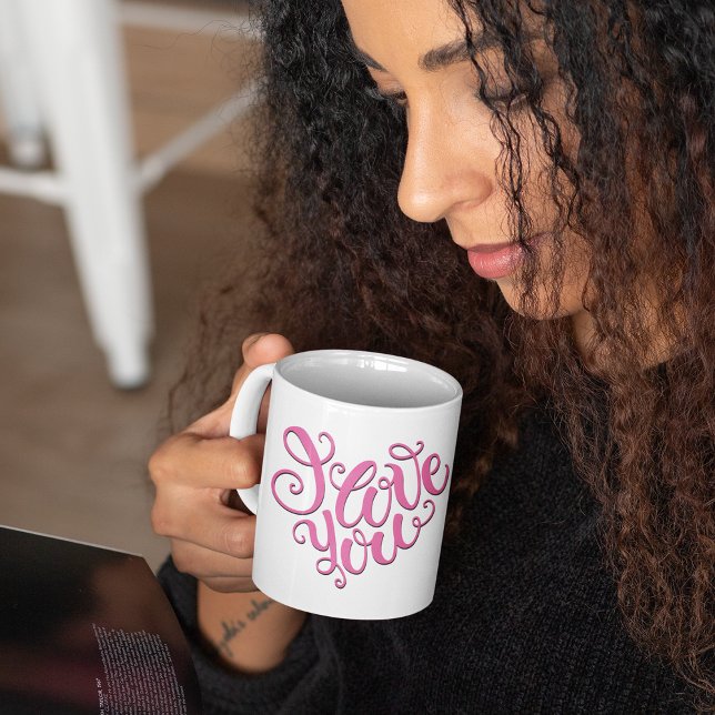 Rosa Jag älskar dig Kaffemugg (Skapare uppladdad)