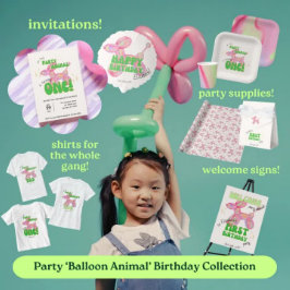 Rosa Jag är festballongdjur 1-års födelsedag T Shirt