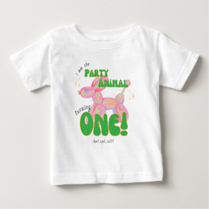 Rosa Jag är festballongdjur 1-års födelsedag T Shirt