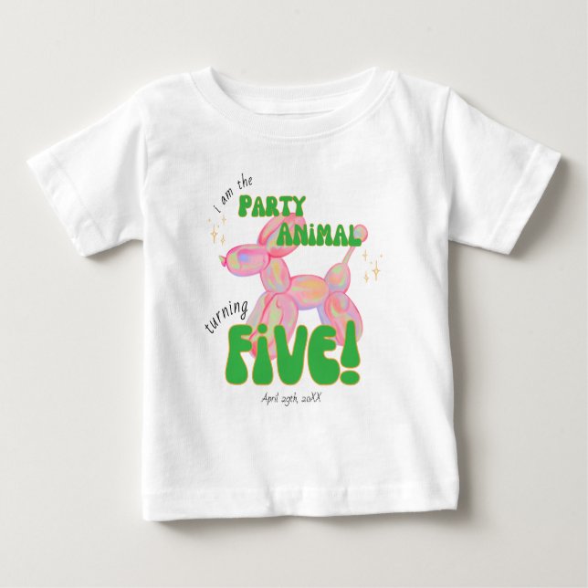 Rosa Jag är Party-ballondjuret 5:e födelsedagen T Shirt (Framsida)
