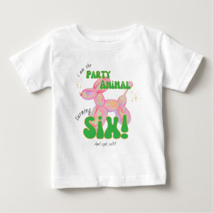 Rosa Jag är Party Ballongdjur 6-årsdag T Shirt
