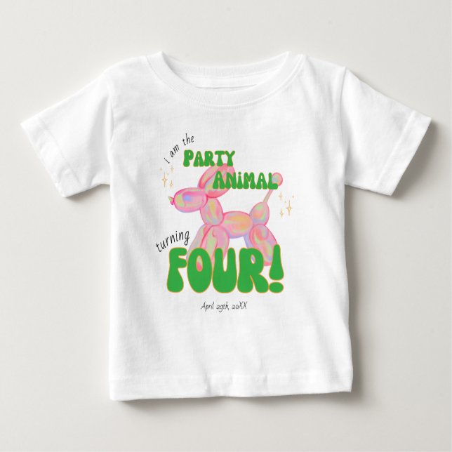 Rosa: Jag är Party Blegon Animal 4e födelsedagen T Shirt (Framsida)