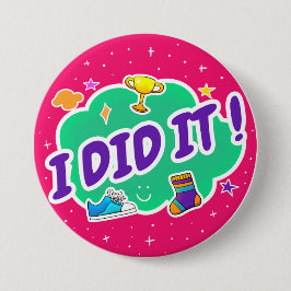 Rosa jag gjorde det 3-tumsbrickan knapp