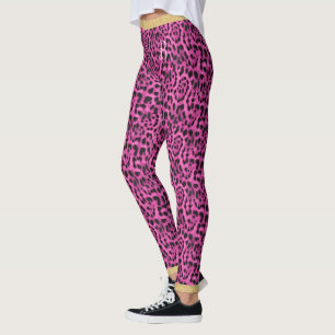 Rosa Jaguar Skin Print Guld Glitter Chic Monogram Leggings