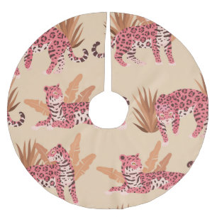 Rosa Jaguar: Sömlös Vintage av cute Julgransmatta Borstad Polyester
