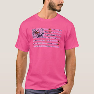 Rosa Jaktkamouflageflagga Amerikansk USA US Kamouf T Shirt