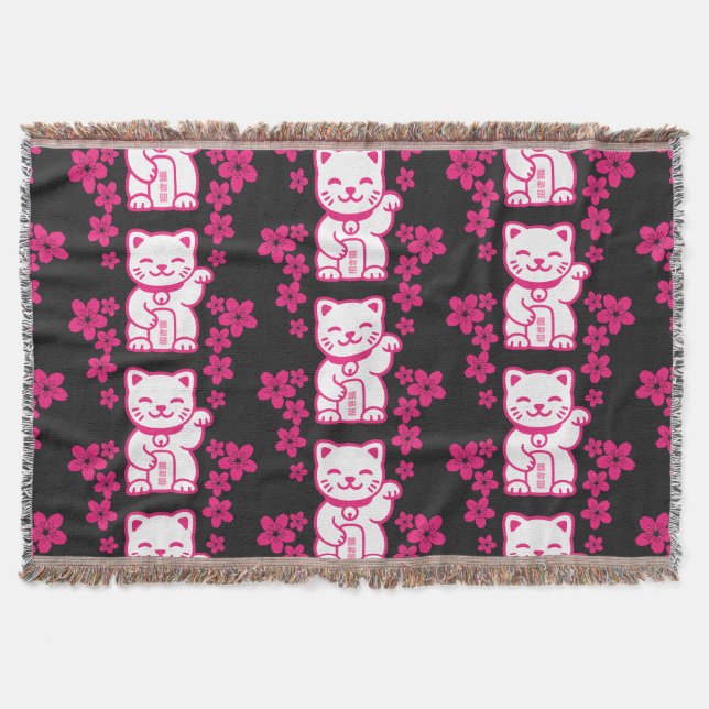 Rosa Japanska Maneki-neko Filt (Framsidan)