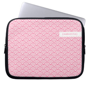 Rosa Japanska Seigaiha Mönster Laptop Fodral