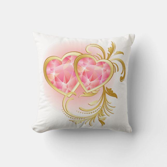 Rosa Jewel Hearts American MoJo Pillow Kudde (Framsida)