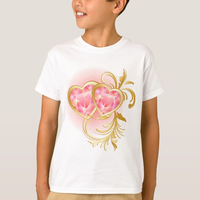 Rosa Jewel Hearts T-shirt (Framsida)