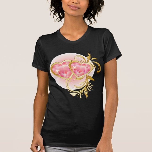 Rosa Jewel Hearts T-shirt (Framsida)