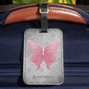 Rosa Jeweled Butterfly Bagagebricka