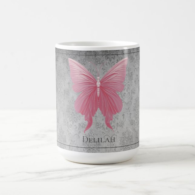 Rosa Jeweled Butterfly Kaffemugg (Center)