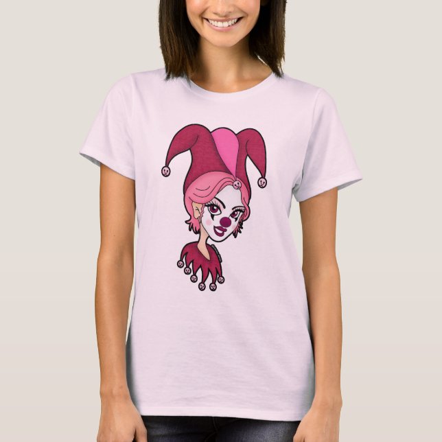 Rosa Jokern Snurriga Grafik T Shirt (Framsida)