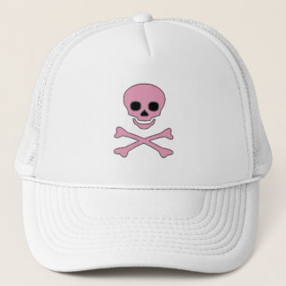 Rosa Jolly Roger piratlock Truckerkeps