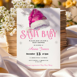 ROSA Jolly Santa Hat Baby Shower Inbjudningar