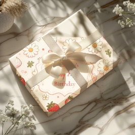 Rosa Jordberry Berry Första födelsedag Presentpapper