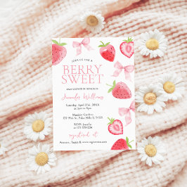 Rosa Jordberry Bow Berry Sweet Flicka Shower Inbjudningar
