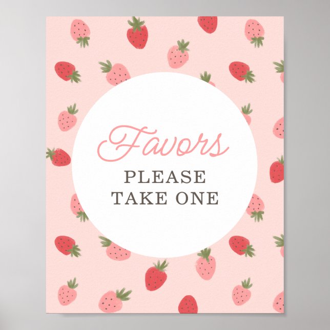 Rosa Jordberry Födelsedagsfest Favorittecken Poster (Framsidan)