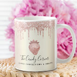 Rosa Jordberry Glitter Drip Conftion Sweet Guld Kaffemugg<br><div class="desc">Presentera ditt bästa för dina kunder, med den här eleganten, sofistikerad, enkel och modern benämning på kaffe mugg. En glatt jordgubbe, handskriven typografi och droppar i glitter täcker över en god metallisk champagne i guld-form. Anpassa med din fullt-affärsinformation, namn eller annan information. Gör en chic, professionell och snyggt påstående medan...</div>
