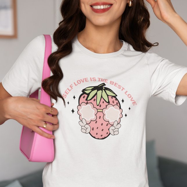 Rosa Jordberry Self Kärlek är den bästa enskilda K T Shirt (Skapare uppladdad)