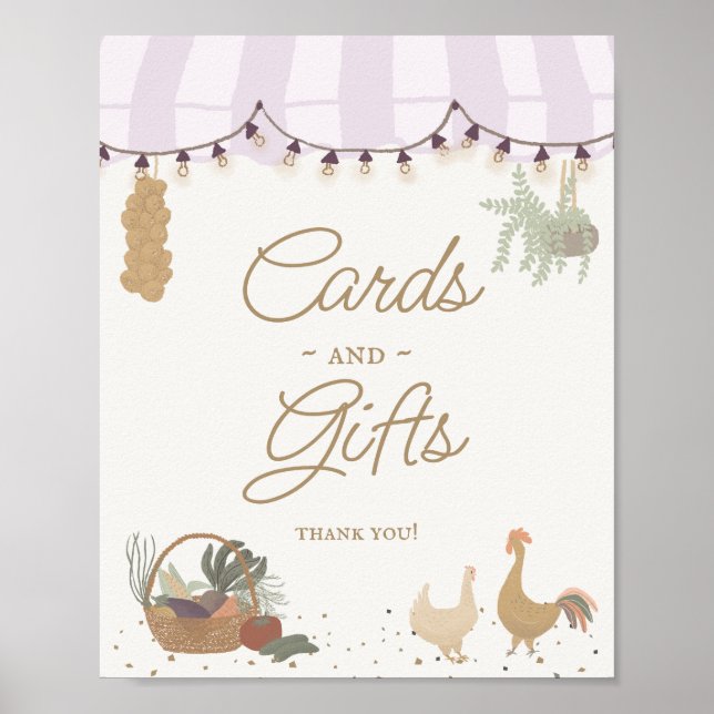 Rosa Jordbrukare Marknadsföra Färskkort och gåvor Poster (Framsidan)