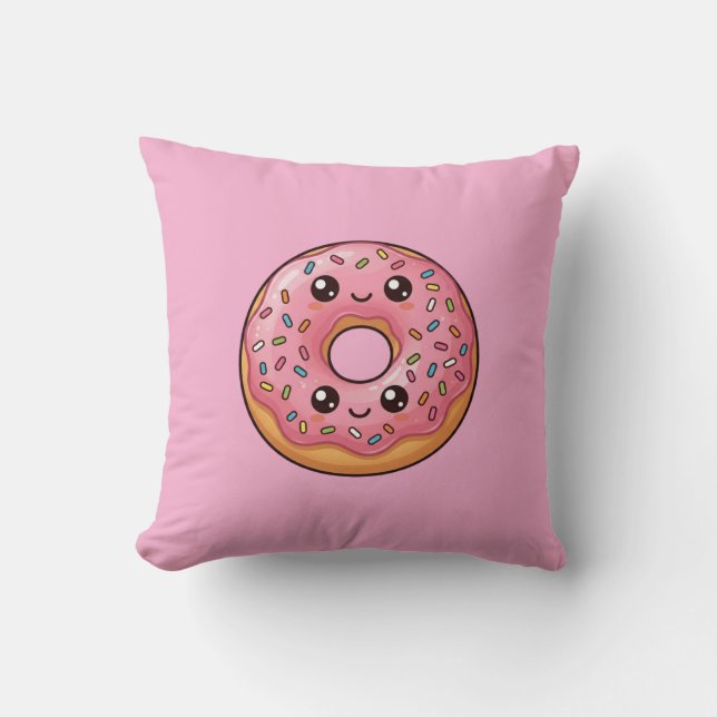 Rosa jordgubb glass donut Kawaii kuddkudde Kudde (Framsida)