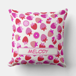 rosa jordgubbar fält sommar naturen frukt tropiska kudde