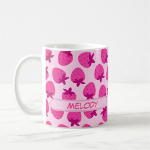 rosa Jordgubbar fält Sommarbädd frukt, första gång Kaffemugg