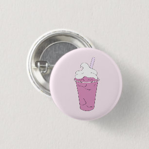 Rosa Jordgubbar Milkshake - Pin-up Round Badge Knapp