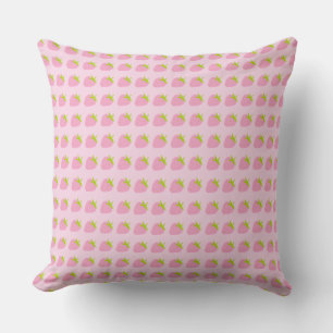 Rosa jordgubbar söt mönster kudde