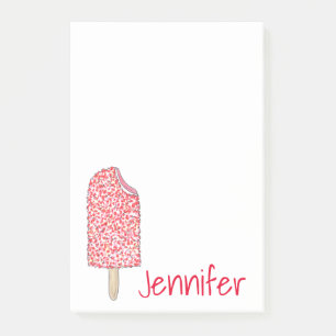 Rosa Jordgubbe Eclair Ice Cream Popsicle Post its Post-it Block