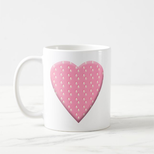 Rosa jordgubbeHeart. Kaffemugg (Vänster)