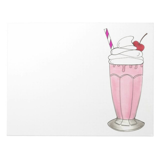 Rosa Jordgubberry Ice Cream Shake Milkshake Desser Anteckningsblock (Framsida)